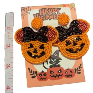 Mini Mouse Style Halloween Beaded Earrings Jack-o'-lantern